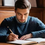 바텐더 자격증 시험 대비 팁 - A focused and thoughtful male or female bar student, in their early 20s to mid-30s, sitting at a cle...