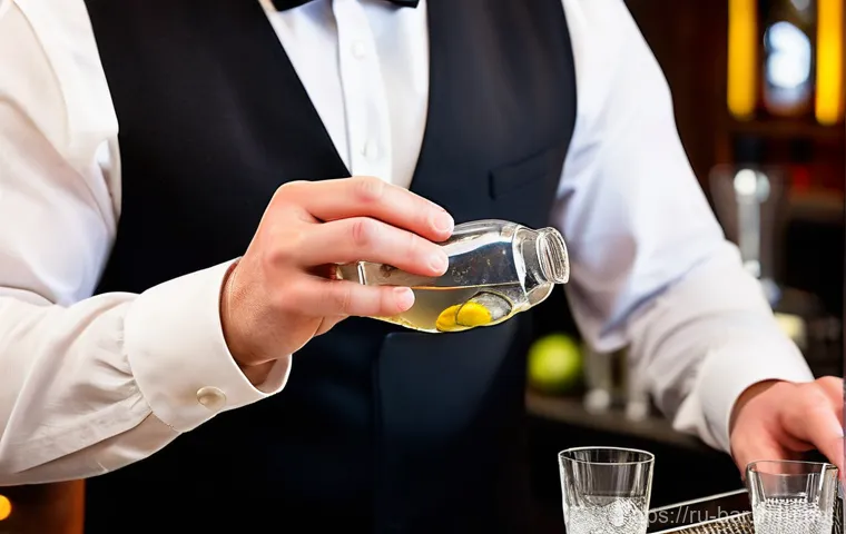 바텐더 자격증 시험 대비 팁 - A focused and thoughtful male or female bar student, in their early 20s to mid-30s, sitting at a cle...