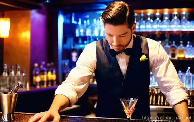 바텐더 자격 시험의 준비 기간 - **Prompt 1: The Reflective Bartender's Dawn**
    A young, earnest bartender, either male or female,...